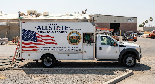 Allstate service truck at a job site in the early days